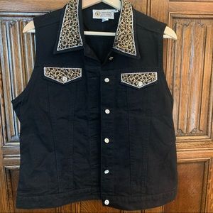 Christine Alexander black denim vest